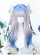 Gray Dyed Blue Curly Hair Air Bangs Long Hair Sweet Lolita Wig