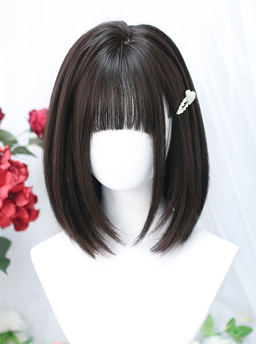 Pearl Series Natural Simulation Daily JK Girl Straight Hair Shoulder-Length Classic Lolita Wig