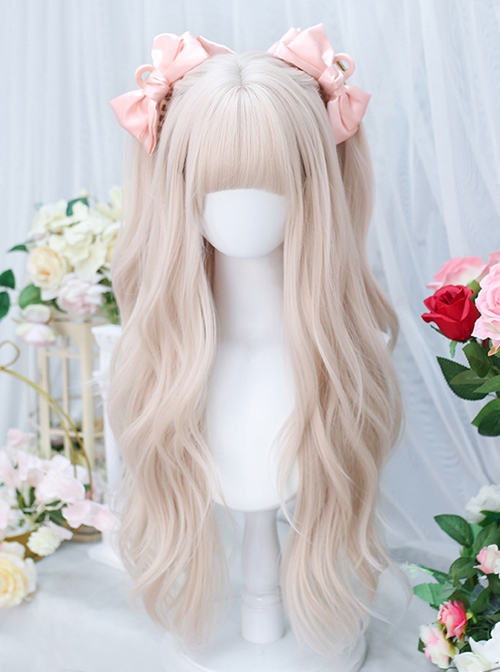 Cream Pink Dreamy Girlish Long Hair Natural Curly Sweet Lolita Wig