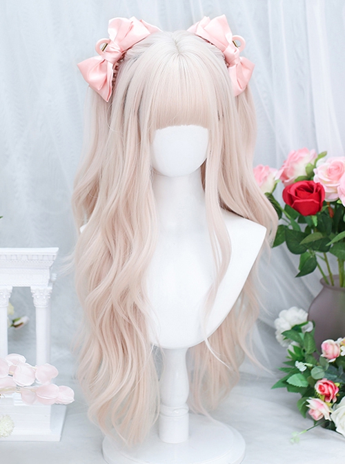 Cream Pink Dreamy Girlish Long Hair Natural Curly Sweet Lolita Wig