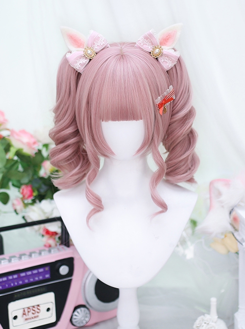 Coconut Milk Series Double Ponytail Girly Air Bangs Short Hair Modification Face Sweet Lolita Wig