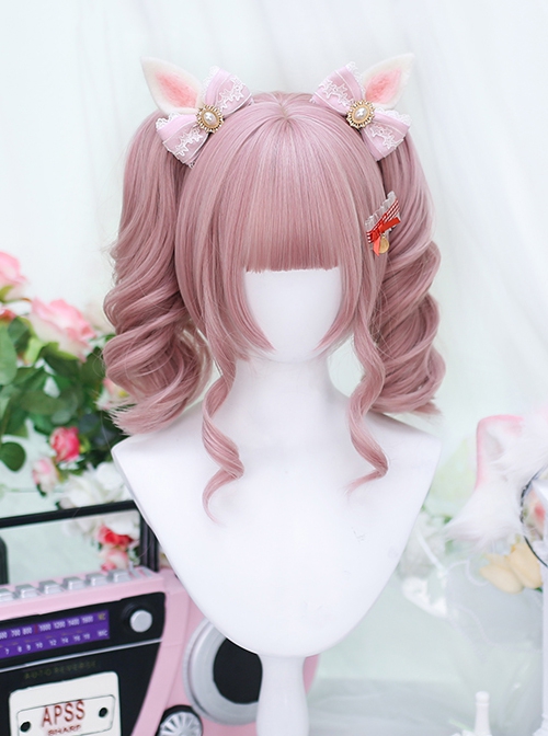 Coconut Milk Series Double Ponytail Girly Air Bangs Short Hair Modification Face Sweet Lolita Wig