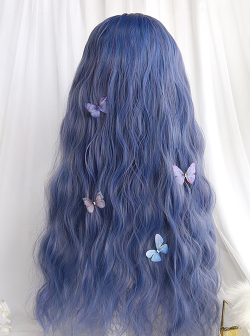 Water Ripple Blue Purple Air Bangs Long Curly Hair Classic Lolita Wig