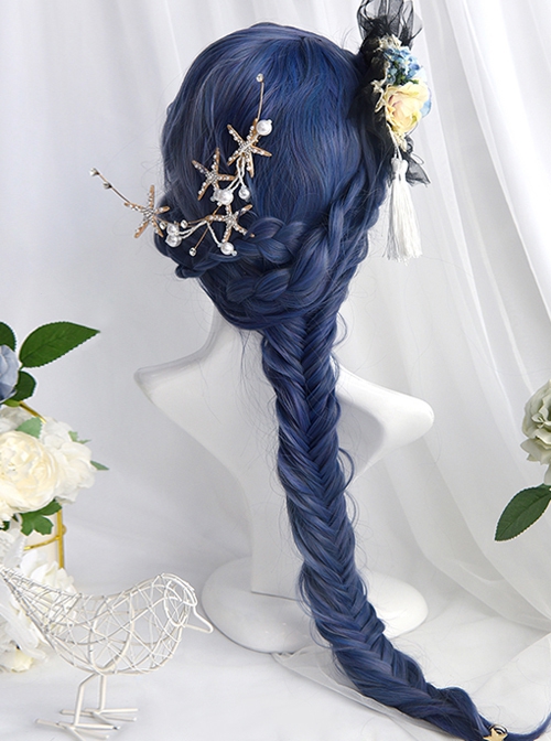 Water Ripple Blue Purple Air Bangs Long Curly Hair Classic Lolita Wig