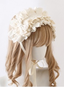 Antique Doll Collection Multilayer Cotton Lace Headband Bow Decoration Sweet Lolita Headband