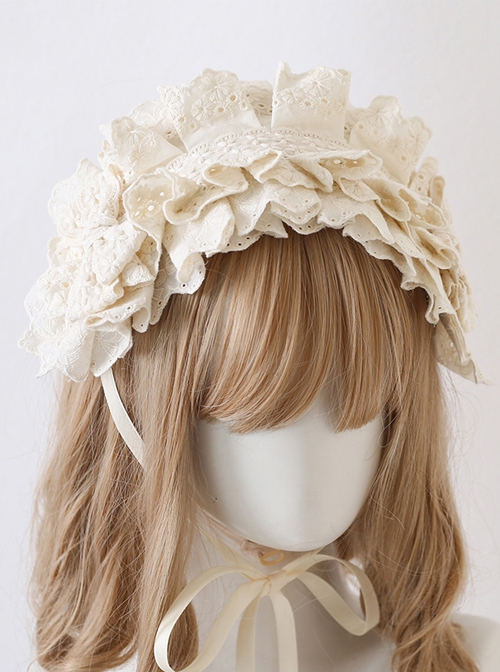 Antique Doll Collection Multilayer Cotton Lace Headband Bow Decoration Sweet Lolita Headband