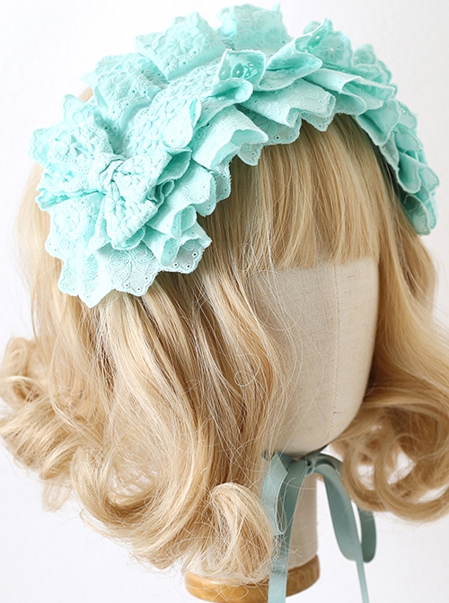 Antique Doll Collection Multilayer Cotton Lace Headband Bow Decoration Sweet Lolita Headband