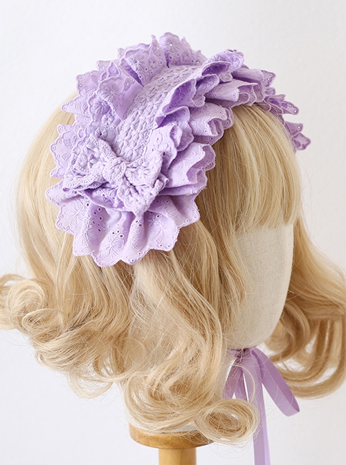 Antique Doll Collection Multilayer Cotton Lace Headband Bow Decoration Sweet Lolita Headband