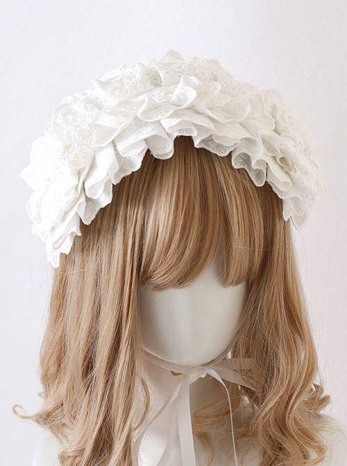 Antique Doll Collection Multilayer Cotton Lace Headband Bow Decoration Sweet Lolita Headband