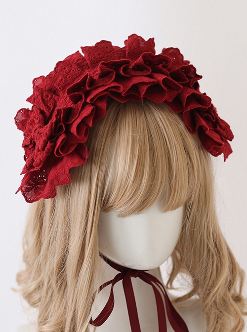 Antique Doll Collection Multilayer Cotton Lace Headband Bow Decoration Sweet Lolita Headband