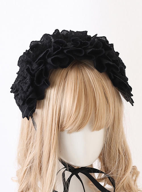 Antique Doll Collection Multilayer Cotton Lace Headband Bow Decoration Sweet Lolita Headband