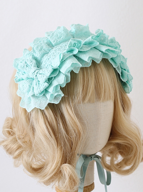 Antique Doll Collection Multilayer Cotton Lace Headband Bow Decoration Sweet Lolita Headband