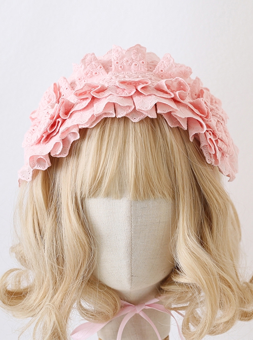 Antique Doll Collection Multilayer Cotton Lace Headband Bow Decoration Sweet Lolita Headband