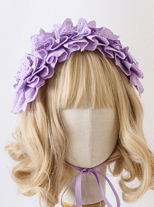 Antique Doll Collection Multilayer Cotton Lace Headband Bow Decoration Sweet Lolita Headband