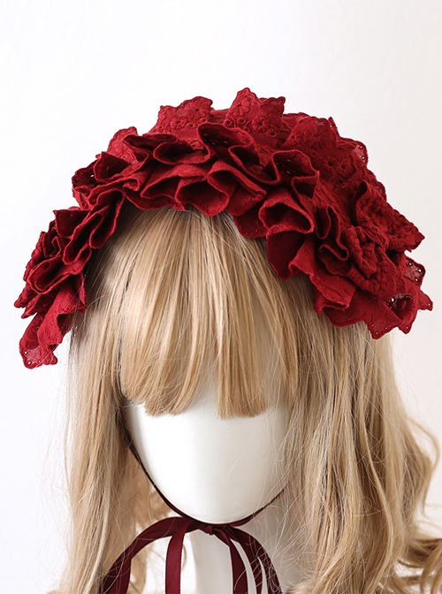 Antique Doll Collection Multilayer Cotton Lace Headband Bow Decoration Sweet Lolita Headband