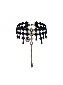 Black Checkered Star Tassel Choker Punk Lolita Necklace