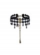 Black Checkered Star Tassel Choker Punk Lolita Necklace