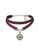 Double Ribbon Bronze-Tone Metal Compass Necklace Punk Lolita Necklace