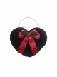 Black Plush Heart Bow Decorated Devil Wings Cross Pearl Chain Sweet Lolita Bag