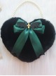 Black Plush Heart Bow Decorated Devil Wings Cross Pearl Chain Sweet Lolita Bag