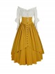 Victorian Style Double Layer Retro Skirt Button Decoration Back Adjustable Gothic Lolita Top Skirt Set