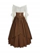 Victorian Style Double Layer Retro Skirt Button Decoration Back Adjustable Gothic Lolita Top Skirt Set