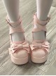 Round Toe Patent Leather Shoes Bowknot Decoration Cross Straps High Heel Sweet Lolita Shoes