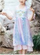 Chinese Style Chiffon Embroidery Ink Sequin Bow Decoration Layered Skirt Kids Hanfu Dress