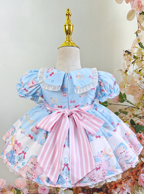 Bear Print Bowknot Decoration Cute Doll Dress Sweet Lolita Kids Dress