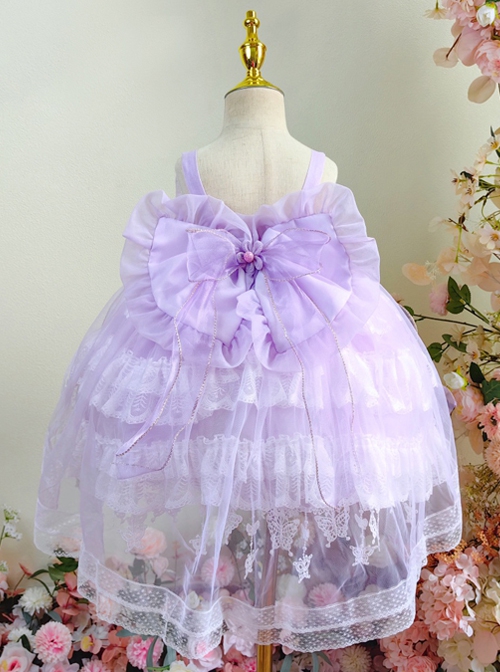 Purple Lace Large Trailing Exquisite Embroidery Three-Dimensional Flower Decoration Classic Lolita Kids Sleeveless Dress