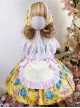Pastoral Style Yellow Floral Foreign Style Hollow Lace Classic Lolita Kids Sleeveless Dress
