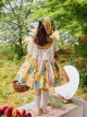 Pastoral Style Yellow Floral Foreign Style Hollow Lace Classic Lolita Kids Sleeveless Dress