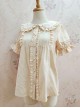 Doll Neck Ruffle Pearl Button Jacquard Short Sleeve Sweet Lolita Shirt