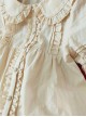 Doll Neck Ruffle Pearl Button Jacquard Short Sleeve Sweet Lolita Shirt