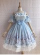 Unicorn's Secret Garden Series Gorgeous Elegant Printed Bow Knot Lace Trim Sweet Lolita Dress