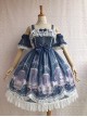 Unicorn's Secret Garden Series Gorgeous Elegant Printed Bow Knot Lace Trim Sweet Lolita Dress