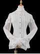 Pure Color Ruffled Stand Collar Slim Fit Bell Sleeves Lace Button Trim Classic Lolita Shirt