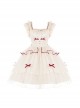 Symphonic Poetry Series Small Flying Sleeves Square Neck Waist Neck Ribbon Bowknot Decorated Mesh Ruffles Sweet Lolita Dress