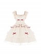 Symphonic Poetry Series Small Flying Sleeves Square Neck Waist Neck Ribbon Bowknot Decorated Mesh Ruffles Sweet Lolita Dress