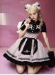 Black Pink Color Contrast Fake Two-Piece Bowknot Decorative Buckle Rose Embroidery Stitching Cross Lace Edge Sweet Lolita Dress