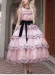 Wooden Ear Edge Square Neck Adjustable Flying Sleeve Heavy Industry Section Rose Flower Embroidery High Waist Classic Lolita Dress