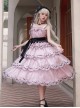 Wooden Ear Edge Square Neck Adjustable Flying Sleeve Heavy Industry Section Rose Flower Embroidery High Waist Classic Lolita Dress