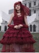 Double Strap Bow Ribbon Rose Pendant Layered Dress Design Elegant Flowy Gothic Lolita Dress Set