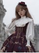 Decameron Series Pure Color Stand Collar Leg Of Lamb Sleeve Rose Button Decoration Waist Elastic Band Classic Lolita Long Sleeve Shirt