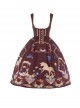 Decameron Series Neckline Gold Lace Buttons Embellished With Delicate Ornate Print Classic Lolita Skirt