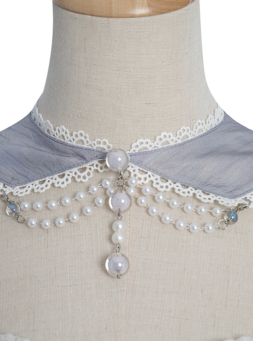Little Mermaid Series Pearl Chain Decorated Lace Fairy Elegant Classic Lolita Sleeveless Dress