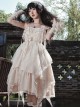 Pure Color Irregular Skirt Three-Dimensional Flower Corsage Waist Chain Elegant Sleeveless Classic Lolita Dress