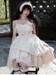 Pure Color Irregular Skirt Three-Dimensional Flower Corsage Waist Chain Elegant Sleeveless Classic Lolita Dress