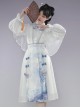 Lanting Collection Series Summer Improved Han Element Embroidery Cloud Shoulder Immortal Long Dress Daily Commuting Hanfu Shirt Skirt Set