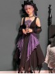 Halloween Black Purple Color Matching Special-Shaped Collar Irregular Oversized Hem Gothic Lolita Dress